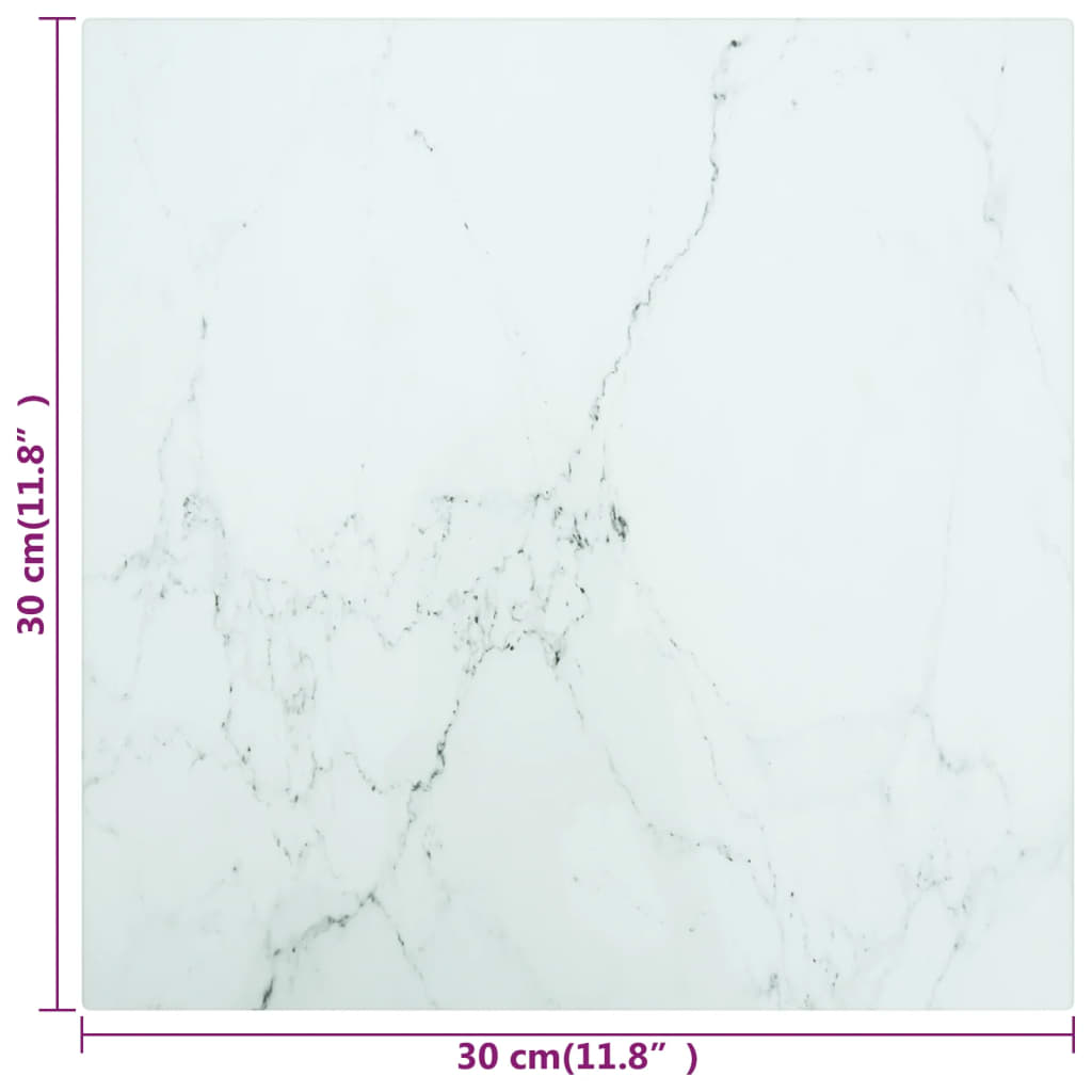 vidaXL Tischplatte Weiß 30x30 cm 6 mm Hartglas in Marmoroptik