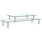 vidaXL Monitorständer 2-stufig Transparent Glas