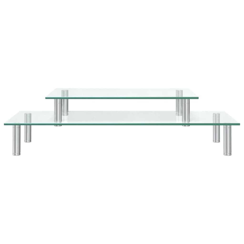vidaXL Monitorständer 2-stufig Transparent Glas