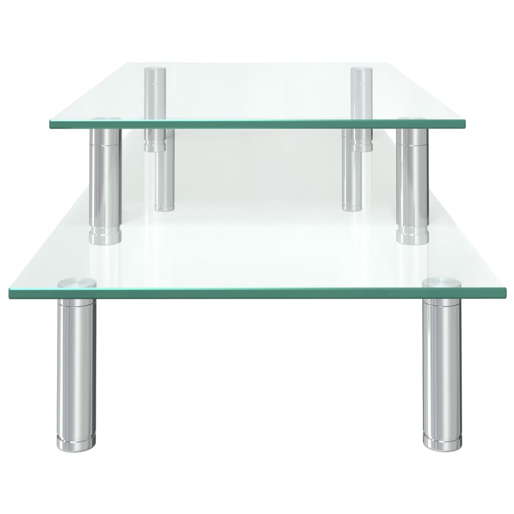 vidaXL Monitorständer 2-stufig Transparent Glas