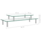 vidaXL Monitorständer 2-stufig Transparent Glas