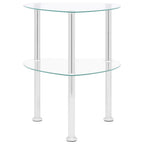 vidaXL Beistelltisch mit 2 Ablagen Transparent 38x38x50 cm Hartglas