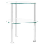 vidaXL Beistelltisch mit 2 Ablagen Transparent 38x38x50 cm Hartglas