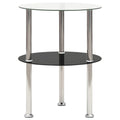 vidaXL Beistelltisch mit 2 Ablagen Transparent & Schwarz 38cm Hartglas