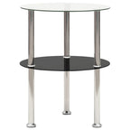 vidaXL Beistelltisch mit 2 Ablagen Transparent & Schwarz 38cm Hartglas