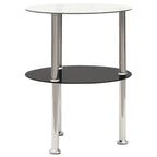 vidaXL Beistelltisch mit 2 Ablagen Transparent & Schwarz 38cm Hartglas