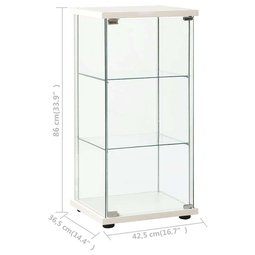 vidaXL Vitrine Hartglas Weiß