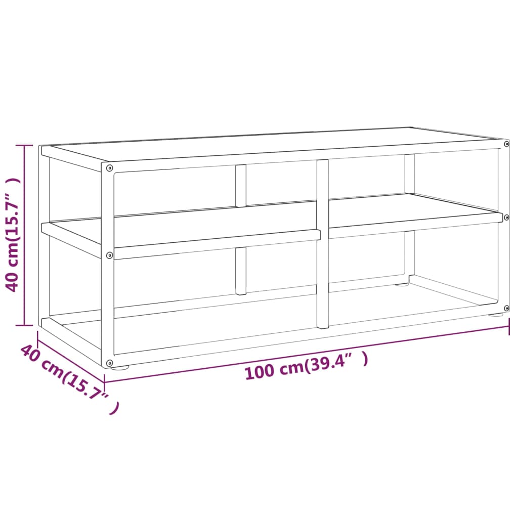 vidaXL TV-Schrank Schwarz mit Hartglas Marmor-Optik 100x40x40 cm