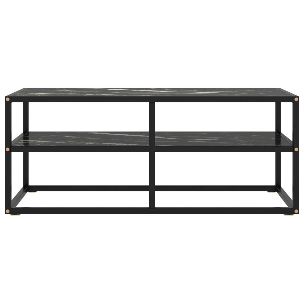 vidaXL TV-Schrank Schwarz mit Schwarzer Marmor-Optik Glas 100x40x40 cm