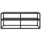 vidaXL TV-Schrank Schwarz mit Schwarzer Marmor-Optik Glas 100x40x40 cm