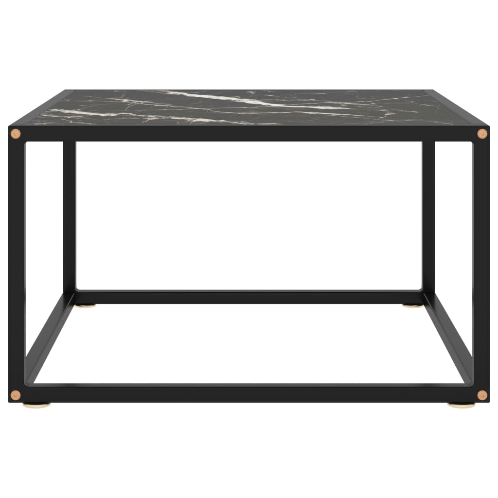 vidaXL Couchtisch Schwarz mit Schwarzem Glas in Marmor-Optik 60x60x35