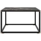 vidaXL Couchtisch Schwarz mit Schwarzem Glas in Marmor-Optik 60x60x35