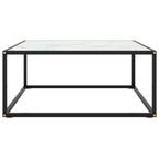 vidaXL Couchtisch Schwarz mit Weißem Glas in Marmor-Optik 80x80x35 cm