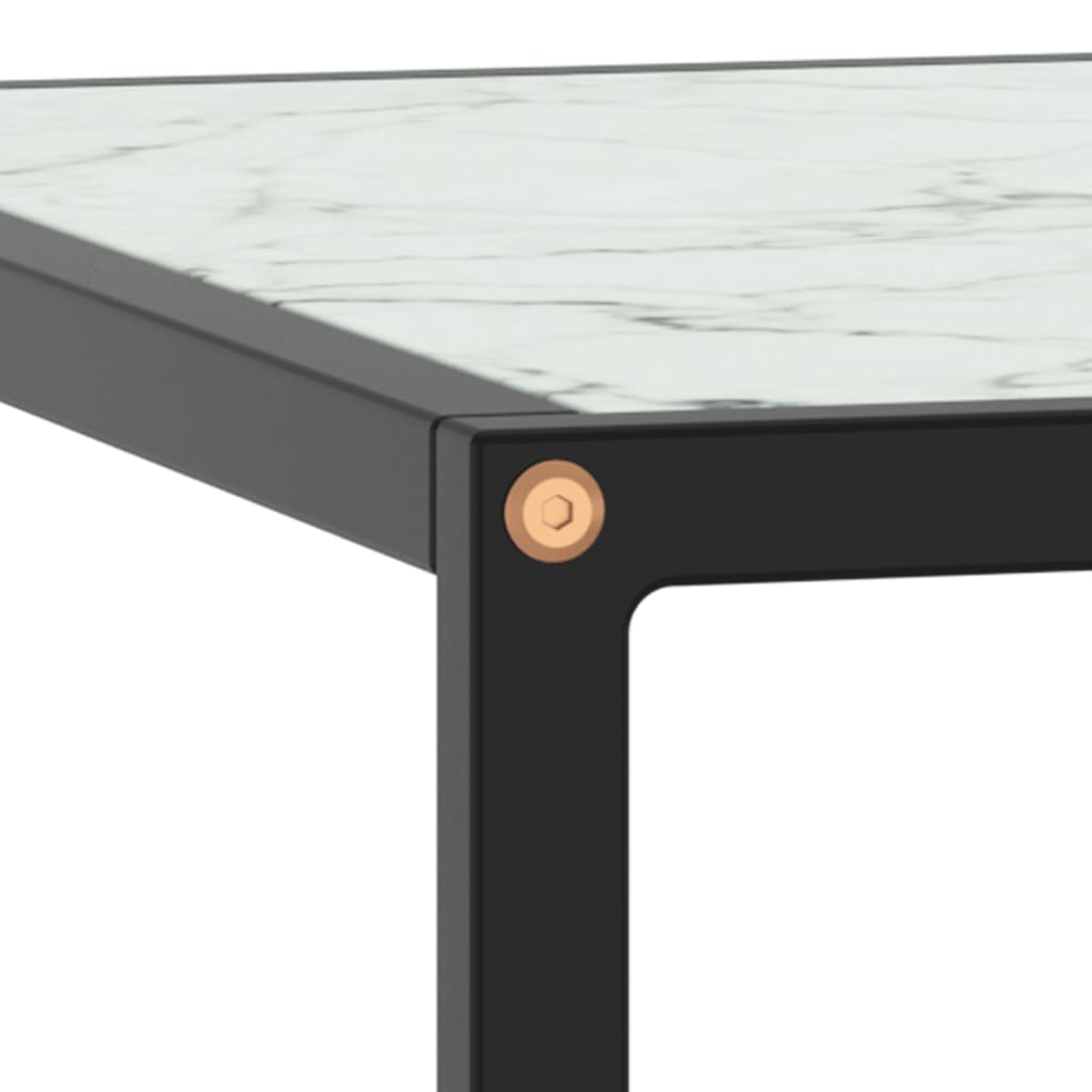 vidaXL Couchtisch Schwarz mit Weißem Glas in Marmor-Optik 80x80x35 cm