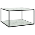 vidaXL Couchtisch Schwarz mit Weißem Glas Marmor-Optik 90x90x50 cm