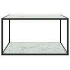 vidaXL Couchtisch Schwarz mit Weißem Glas Marmor-Optik 90x90x50 cm