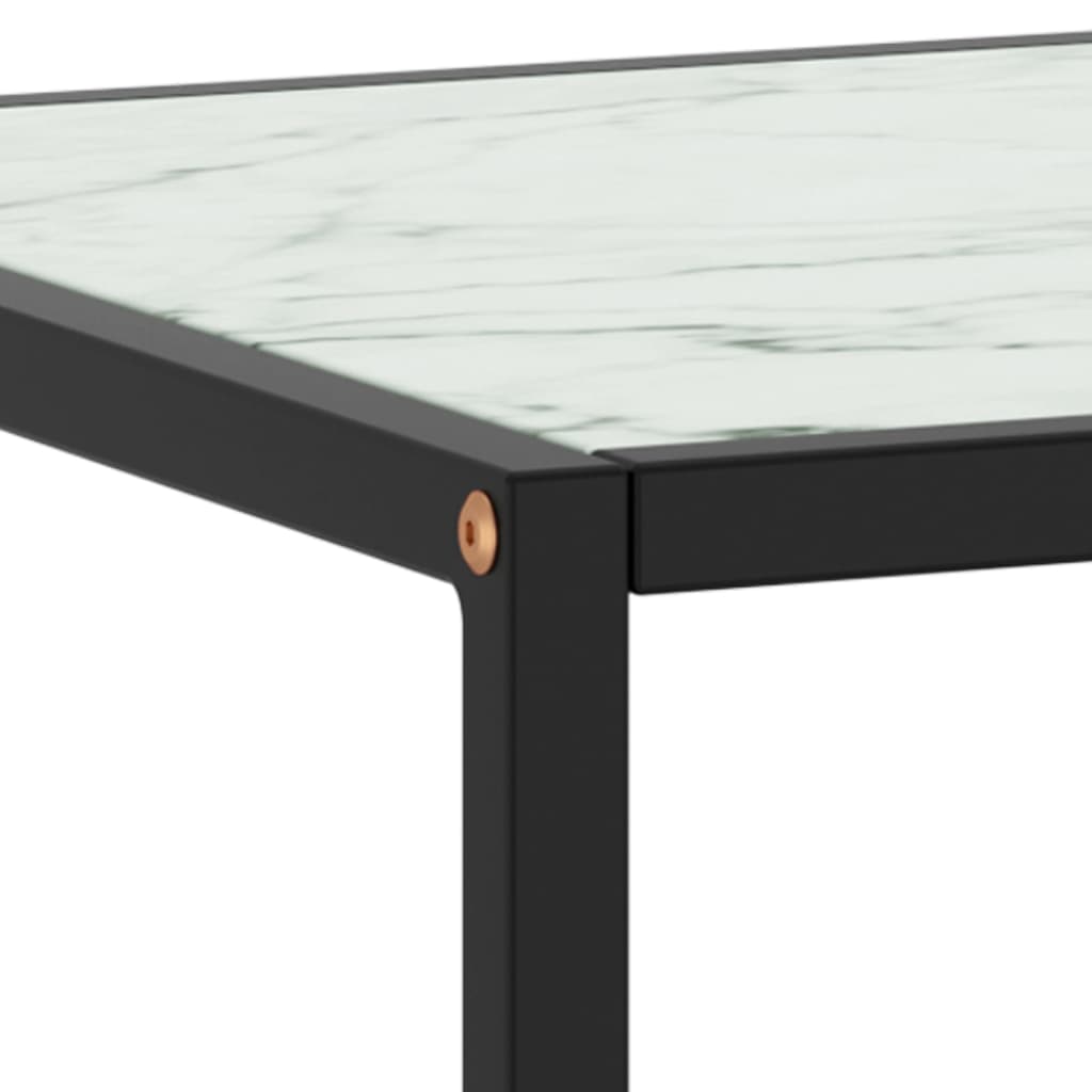 vidaXL Couchtisch Schwarz mit Weißem Glas Marmor-Optik 90x90x50 cm