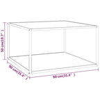 vidaXL Couchtisch Schwarz mit Weißem Glas Marmor-Optik 90x90x50 cm
