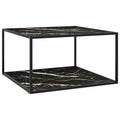 vidaXL Couchtisch Schwarz mit Schwarzem Glas Marmor-Optik 90x90x50 cm