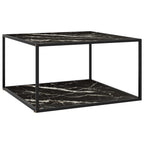 vidaXL Couchtisch Schwarz mit Schwarzem Glas Marmor-Optik 90x90x50 cm