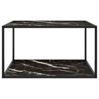 vidaXL Couchtisch Schwarz mit Schwarzem Glas Marmor-Optik 90x90x50 cm