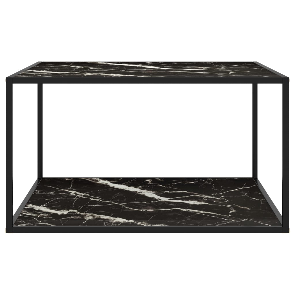 vidaXL Couchtisch Schwarz mit Schwarzem Glas Marmor-Optik 90x90x50 cm