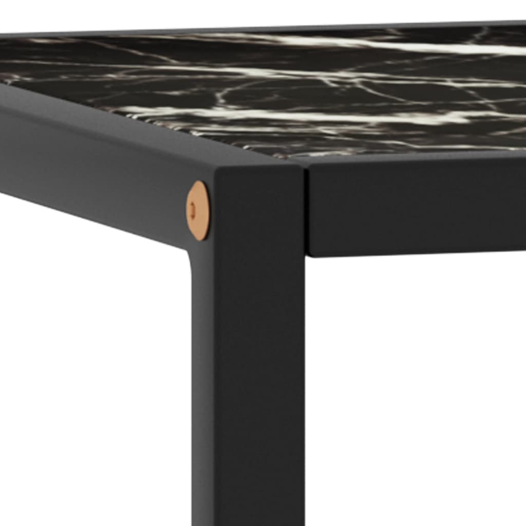 vidaXL Couchtisch Schwarz mit Schwarzem Glas Marmor-Optik 90x90x50 cm