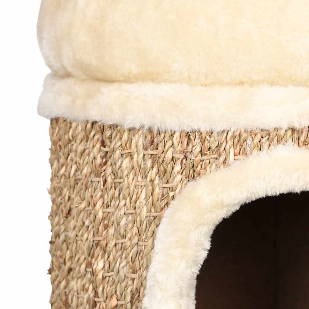 vidaXL Katzenhaus mit Luxuriösem Katzenbett 33 cm Seegras