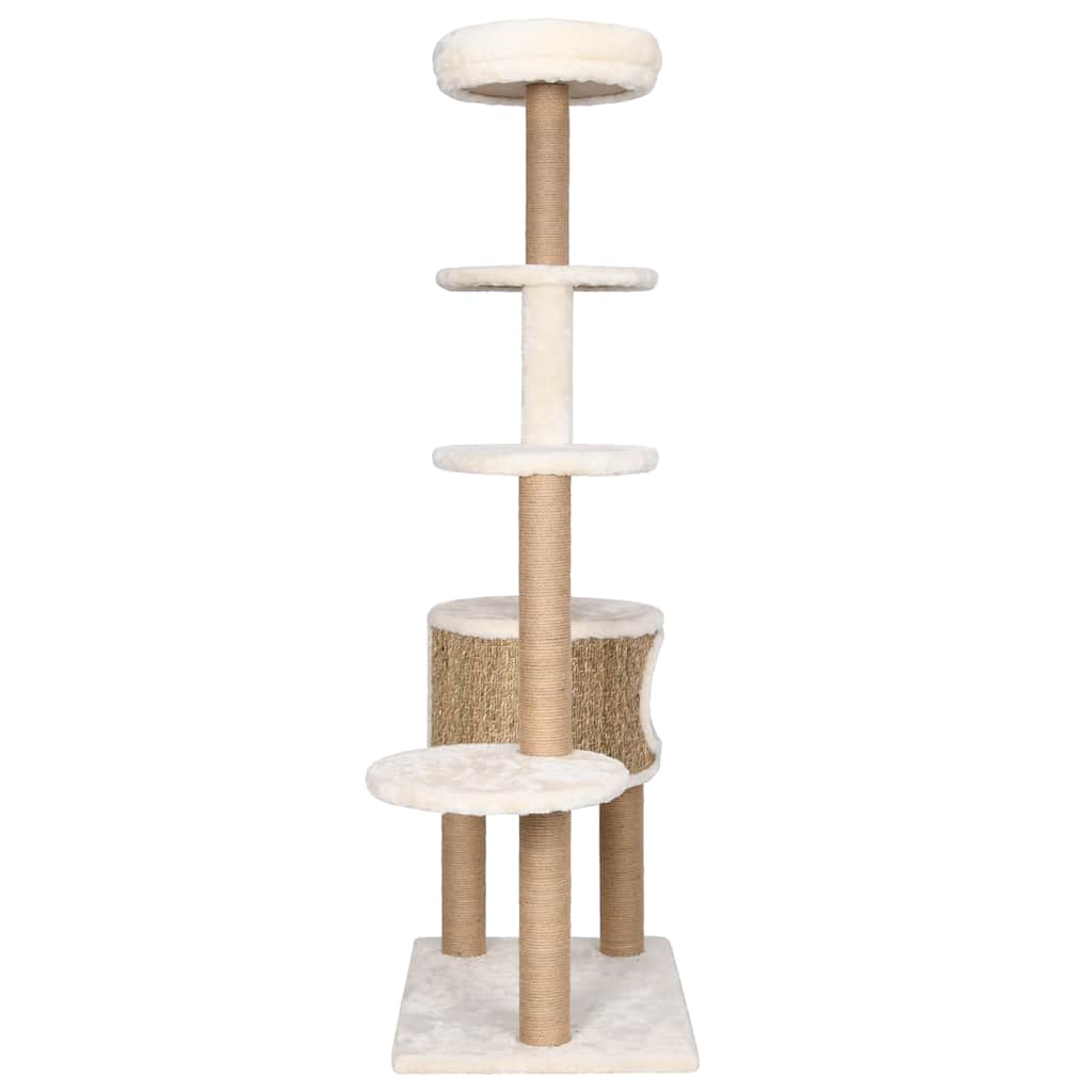 vidaXL Katzen-Kratzbaum mit Luxuriösem Kissen 148 cm Seegras