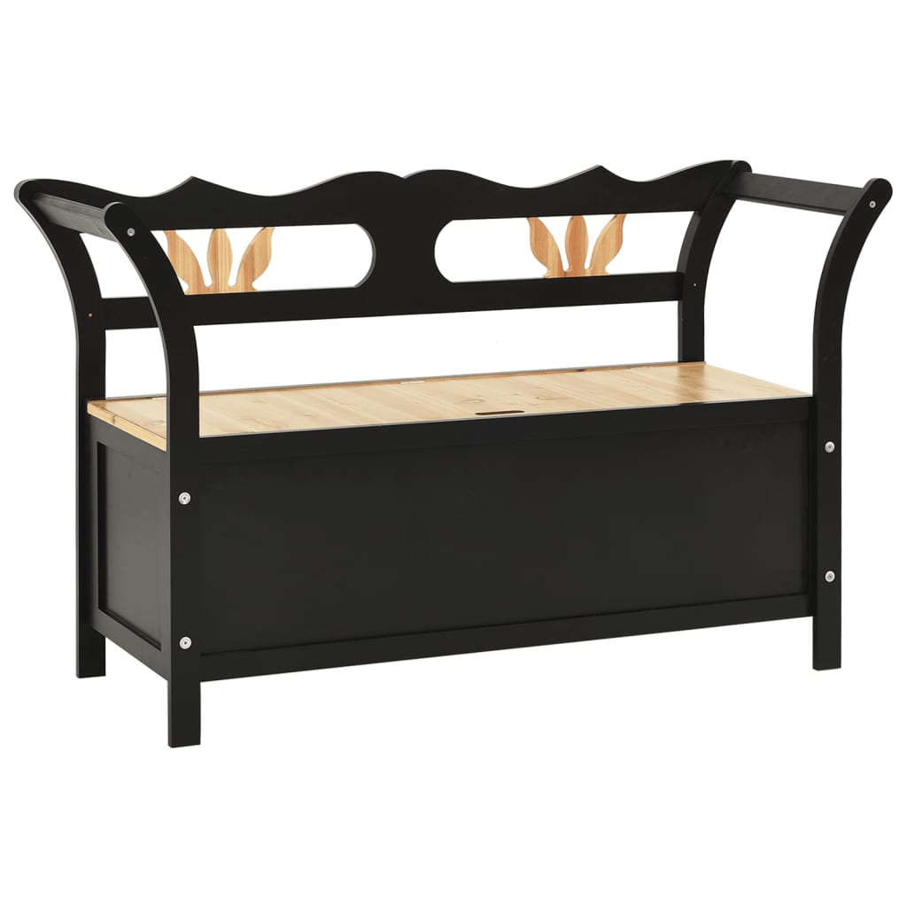 vidaXL Sitzbank mit Stauraum 126 cm Schwarz Massivholz Tanne