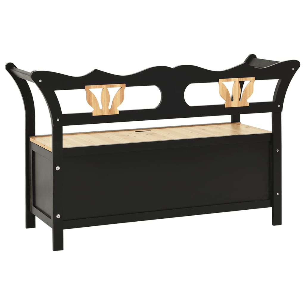 vidaXL Sitzbank mit Stauraum 126 cm Schwarz Massivholz Tanne