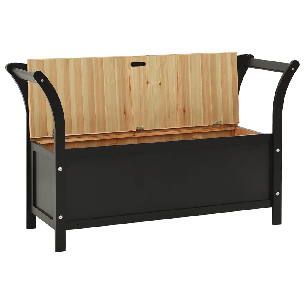 vidaXL Sitzbank mit Stauraum 126 cm Schwarz Massivholz Tanne
