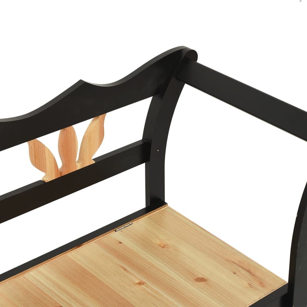 vidaXL Sitzbank mit Stauraum 126 cm Schwarz Massivholz Tanne