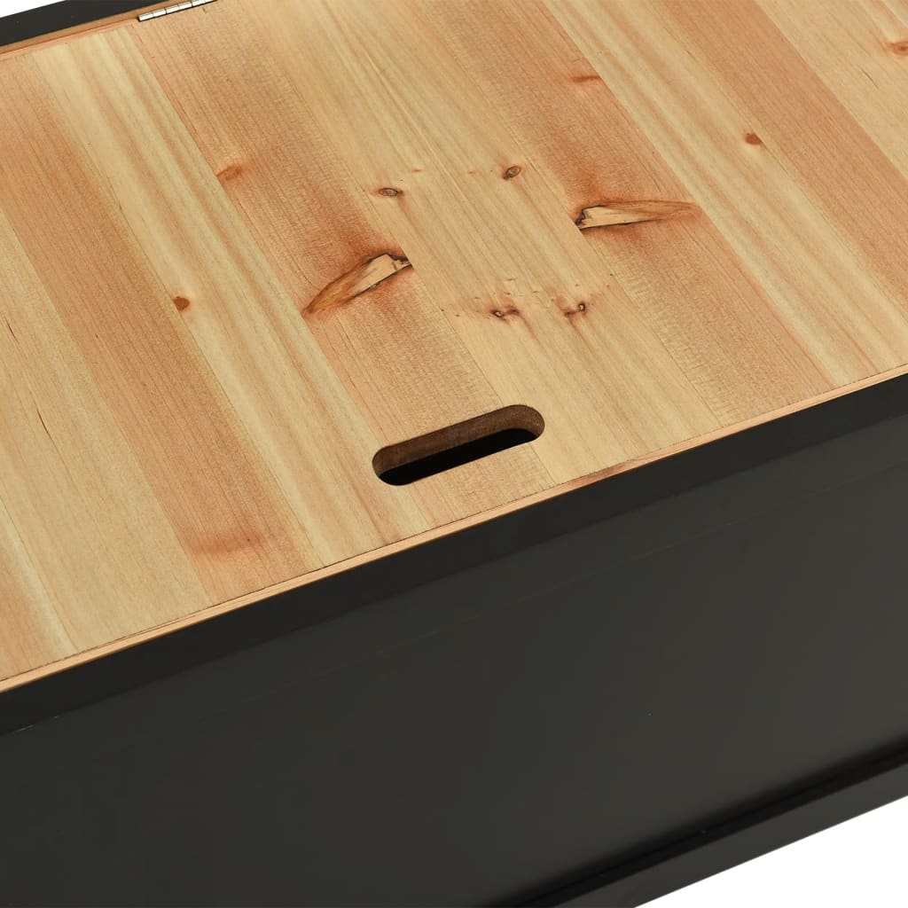vidaXL Sitzbank mit Stauraum 126 cm Schwarz Massivholz Tanne
