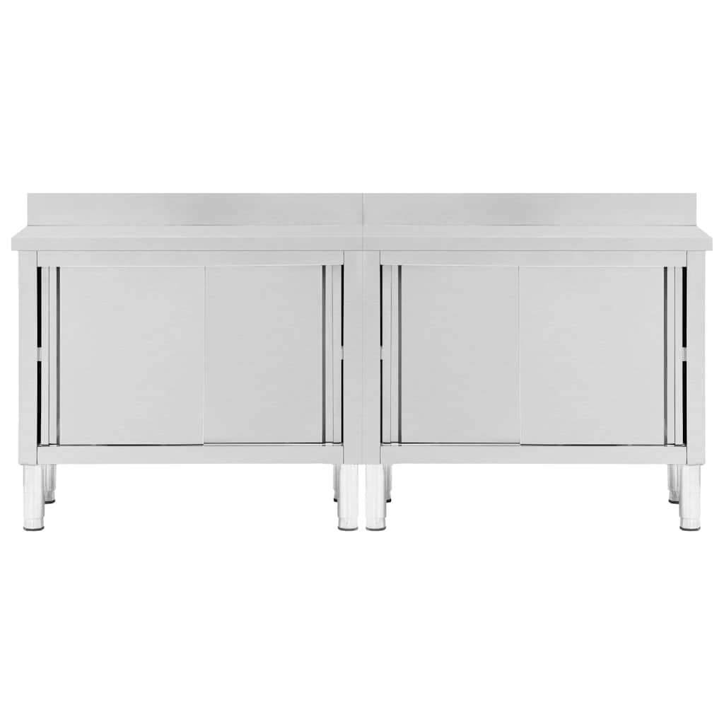 vidaXL Arbeitsschränke mit Schiebetüren 2 Stk. 200x50x(95-97) cm Edelstahl