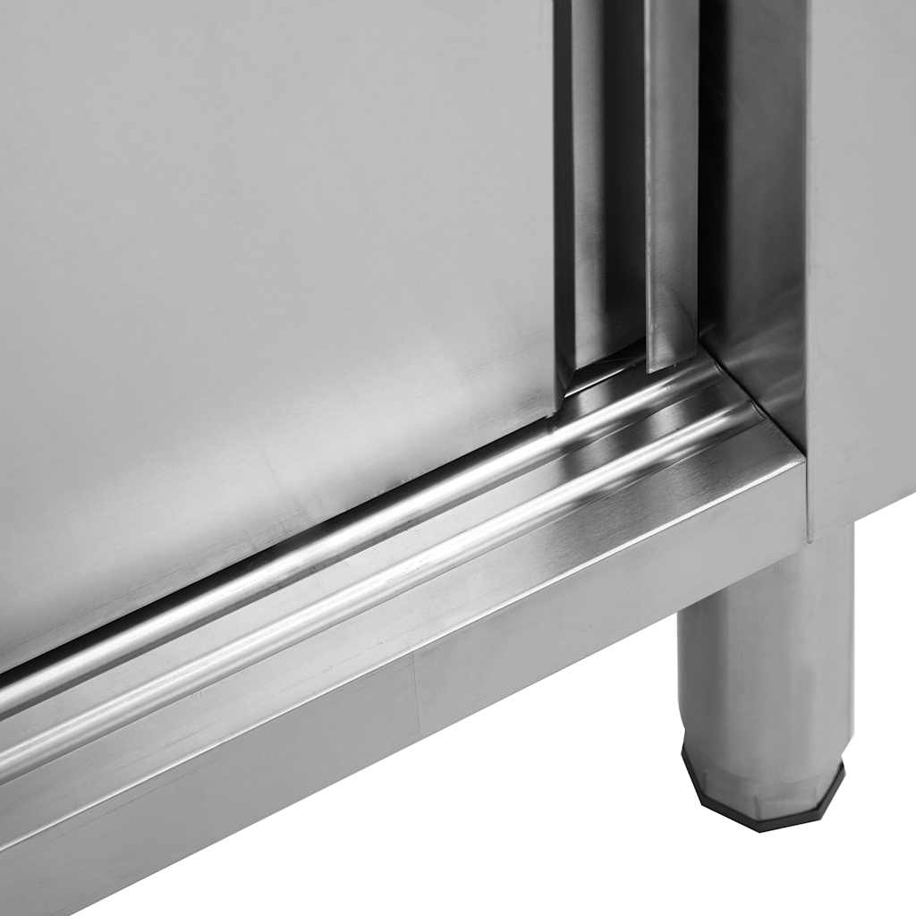 vidaXL Arbeitsschränke mit Schiebetüren 2 Stk. 200x50x(95-97) cm Edelstahl
