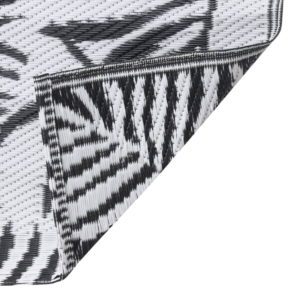 vidaXL Outdoor-Teppich ARAKIL Weiß und Schwarz 120x180 cm PP