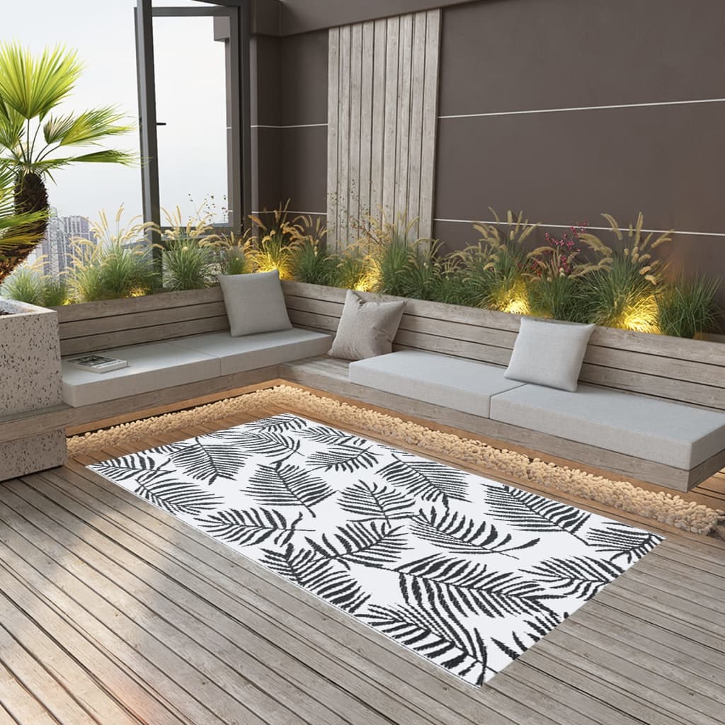 vidaXL Outdoor-Teppich ARAKIL Weiß und Schwarz 120x180 cm PP