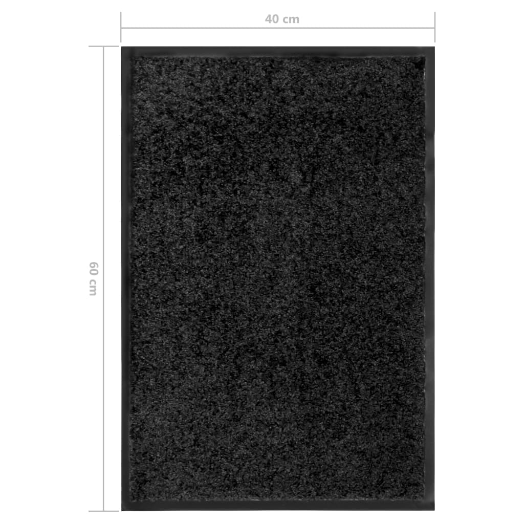 vidaXL Fußmatte Waschbar Schwarz 40x60 cm