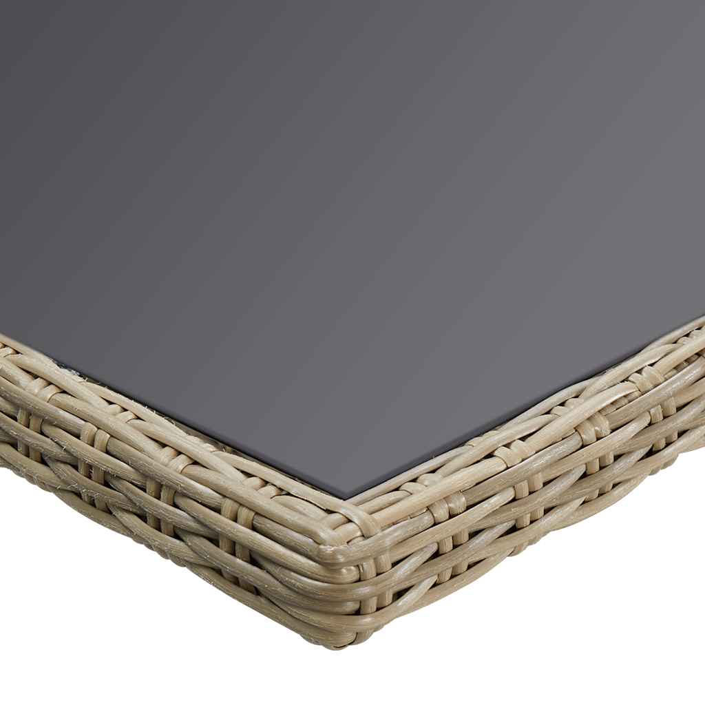vidaXL Garten-Esstisch Braun 200x100x74 cm Glas und Poly Rattan