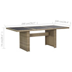 vidaXL Garten-Esstisch Braun 200x100x74 cm Glas und Poly Rattan