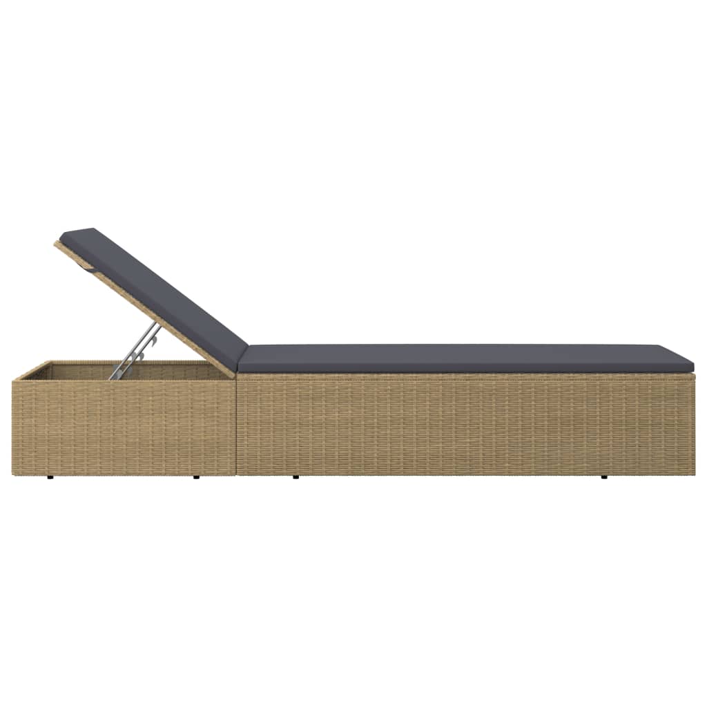 vidaXL Sonnenliege Poly Rattan Braun und Dunkelgrau