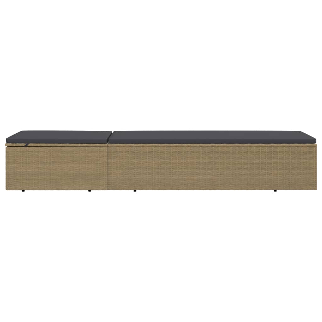 vidaXL Sonnenliege Poly Rattan Braun und Dunkelgrau