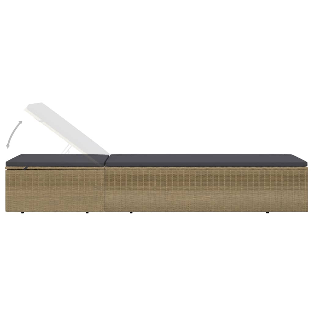 vidaXL Sonnenliege Poly Rattan Braun und Dunkelgrau