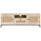 vidaXL TV-Schrank 120x30x40 cm Mango Massivholz und Rohrgeflecht