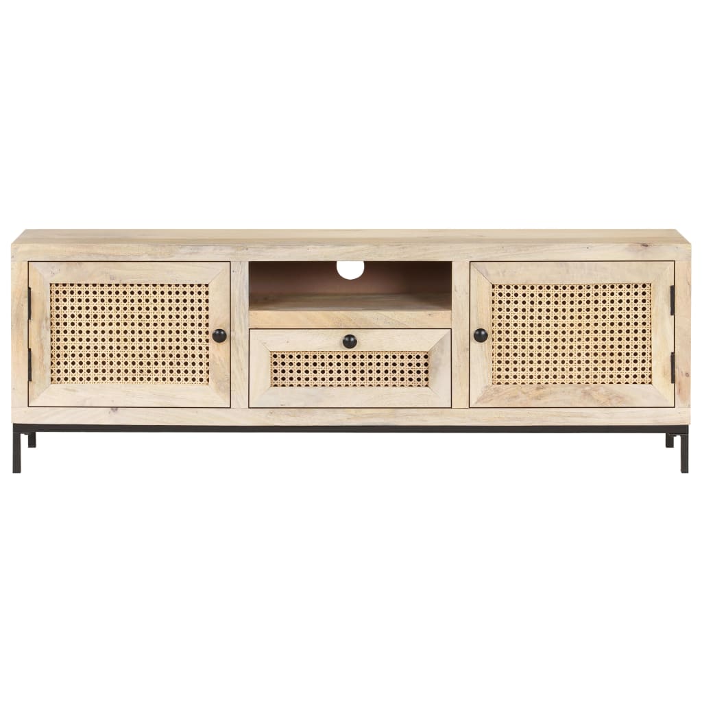 vidaXL TV-Schrank 120x30x40 cm Mango Massivholz und Rohrgeflecht