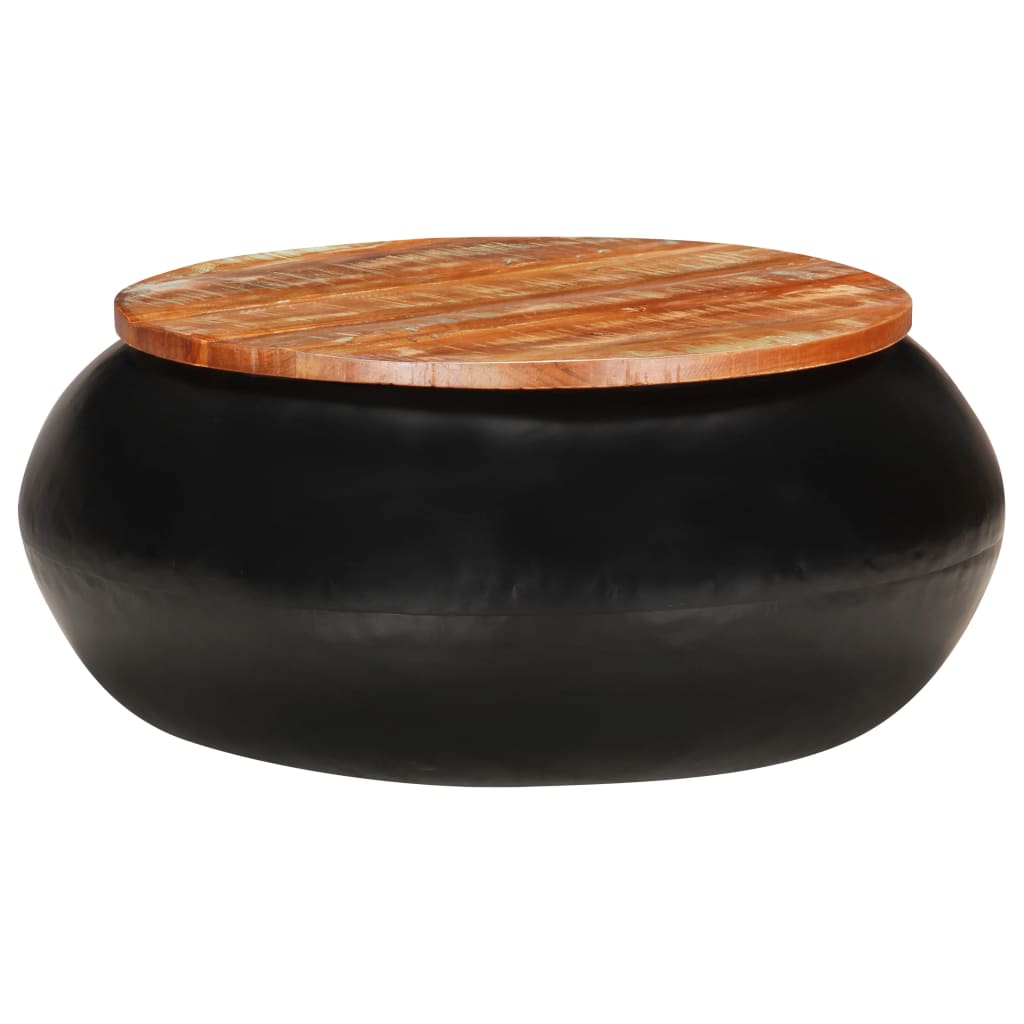 vidaXL Couchtisch Schwarz 68x68x30 cm Recyceltes Massivholz