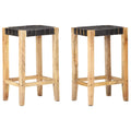 vidaXL Barhocker 2 Stk. Schwarz Echtleder 75 cm