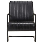 vidaXL Freischwinger Sessel Schwarz Echtleder