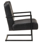 vidaXL Freischwinger Sessel Schwarz Echtleder